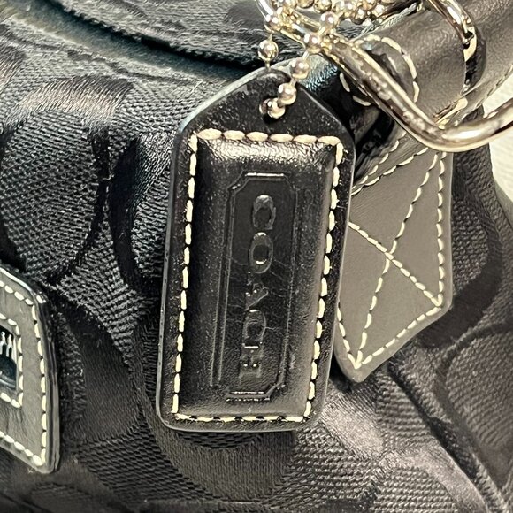 Coach 6044 Signature Jacquard Black Demi Baguette Canvas & Leather Y2K Vintage - Picture 11 of 13